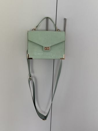 Sac Pieces vert menthe effet croco – bandoulière