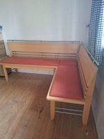 Eckbank Massivholz hell mit Bezug 