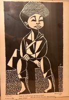 Clément Moreau: El Diariero - Holzschnitt 1965 - signiert