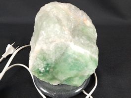Grüner Calcit/Fluorit Rohstein Lampe