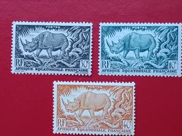3 Antike Briefmarken aus Französisch-Äquatorialafrika