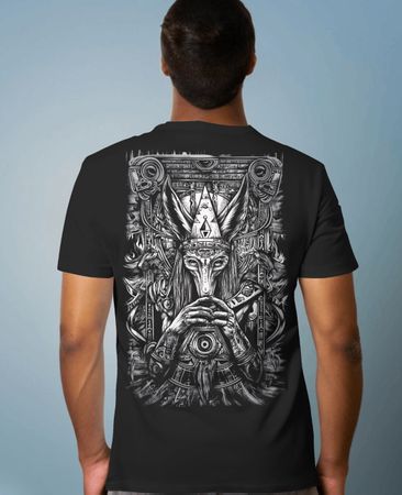 Tshirt Herren L schwarz Rückenmotiv Ägypt goth Anubis punx