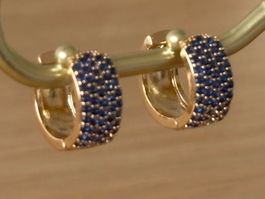 Luxus Elegante Creolen Ohrstecker Farbe :Gold/Blau
