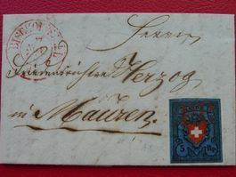 1850, 15II (T.33) Erstklassiger Beleg von BISCHOFSZELL
