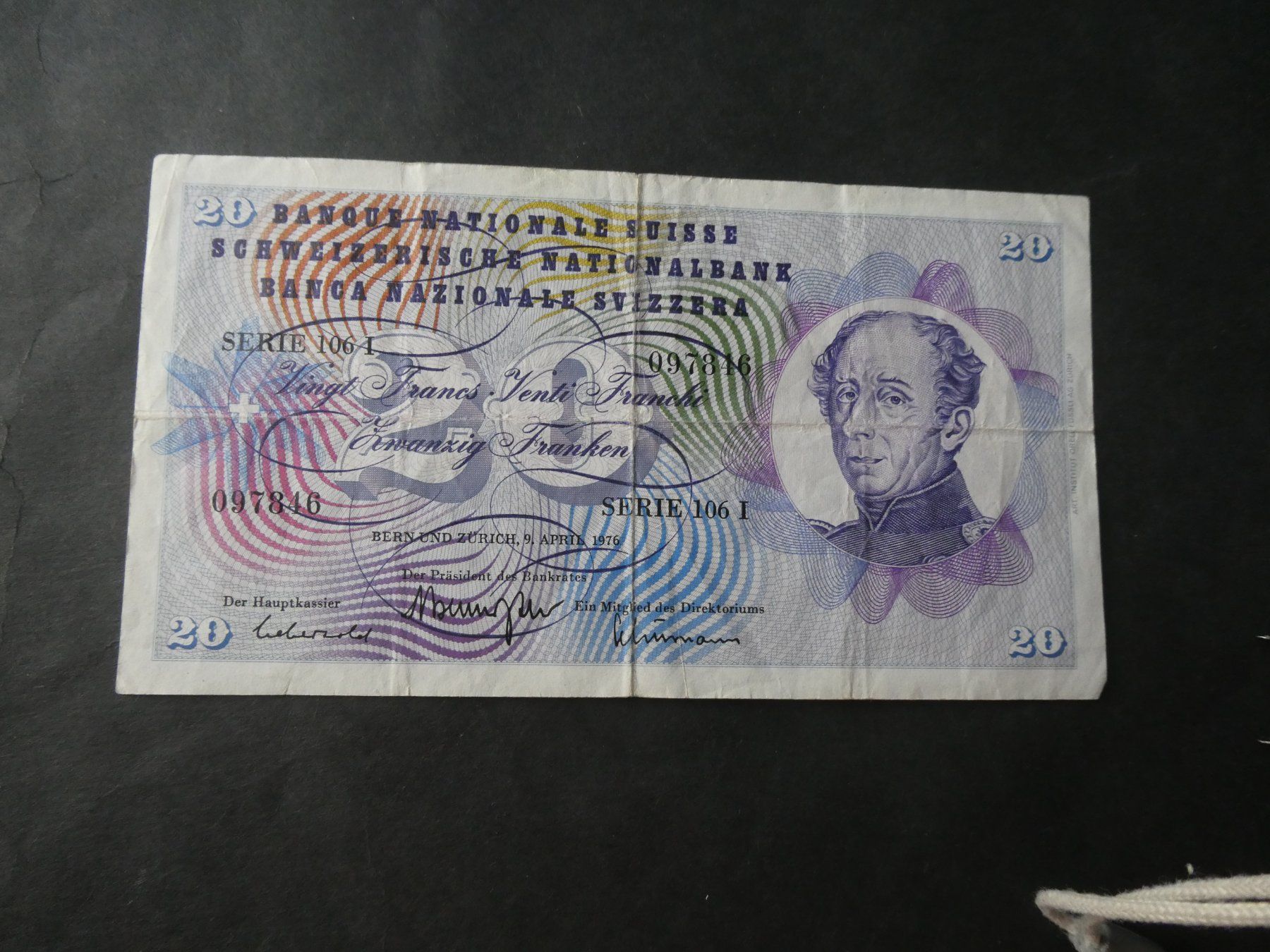 Banconote: Schweiz 1976,  20 Franken – Usato da Hinterforst venduto da Rohusri