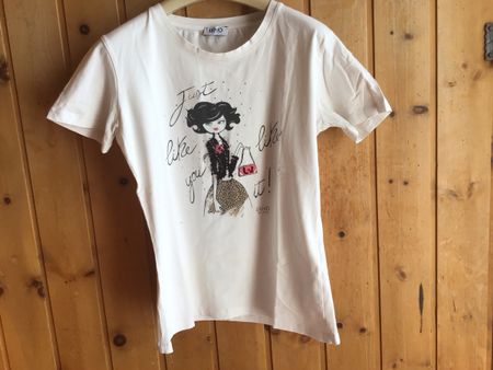 Liu Jo Damen T-Shirt Weiss Grösse L mit Aufdruck 