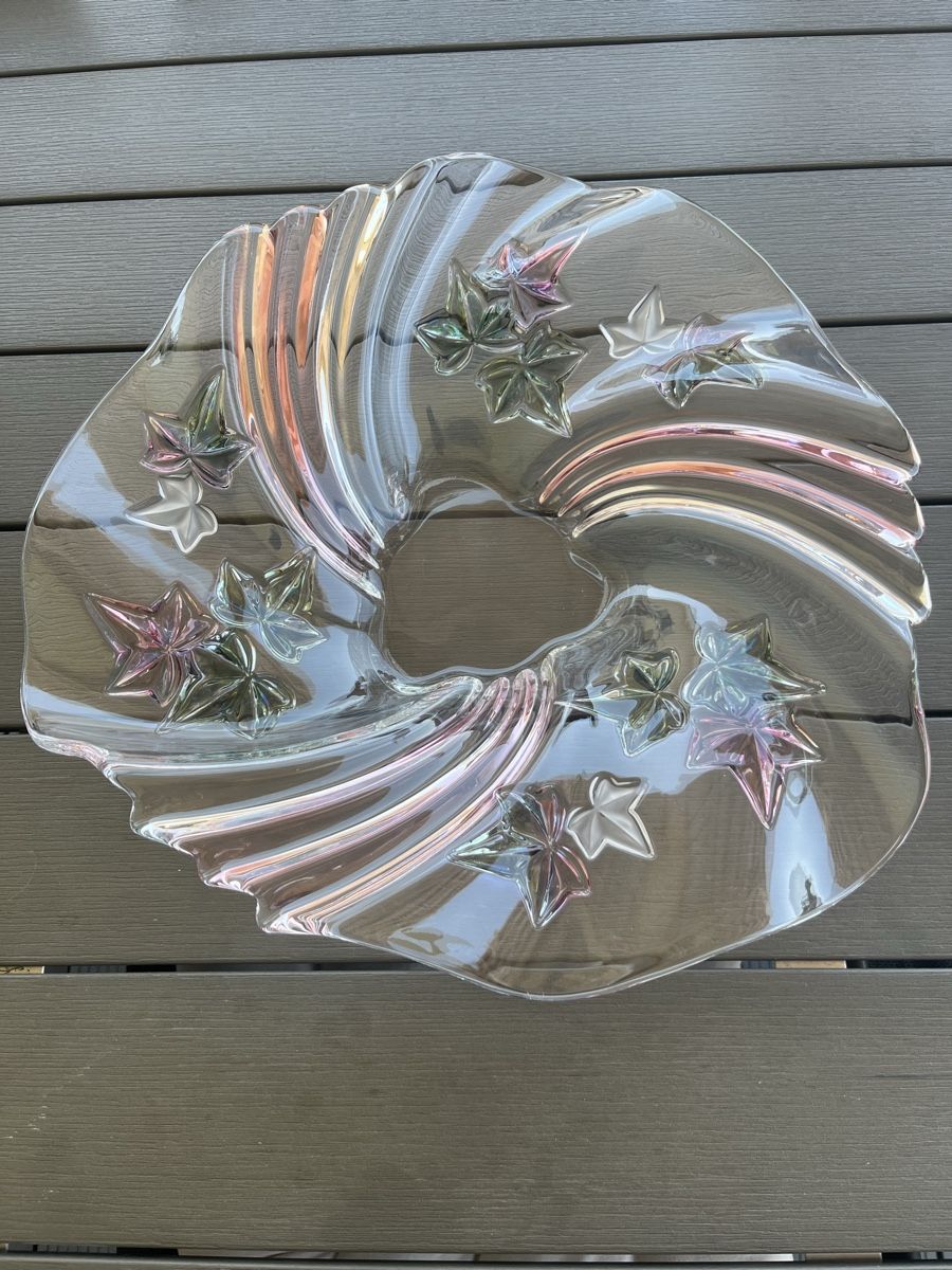Ciotole: Obstschale aus Glas mit Blattdekor, 30 cm – Usato da Wollerau venduto da Garten1957 4