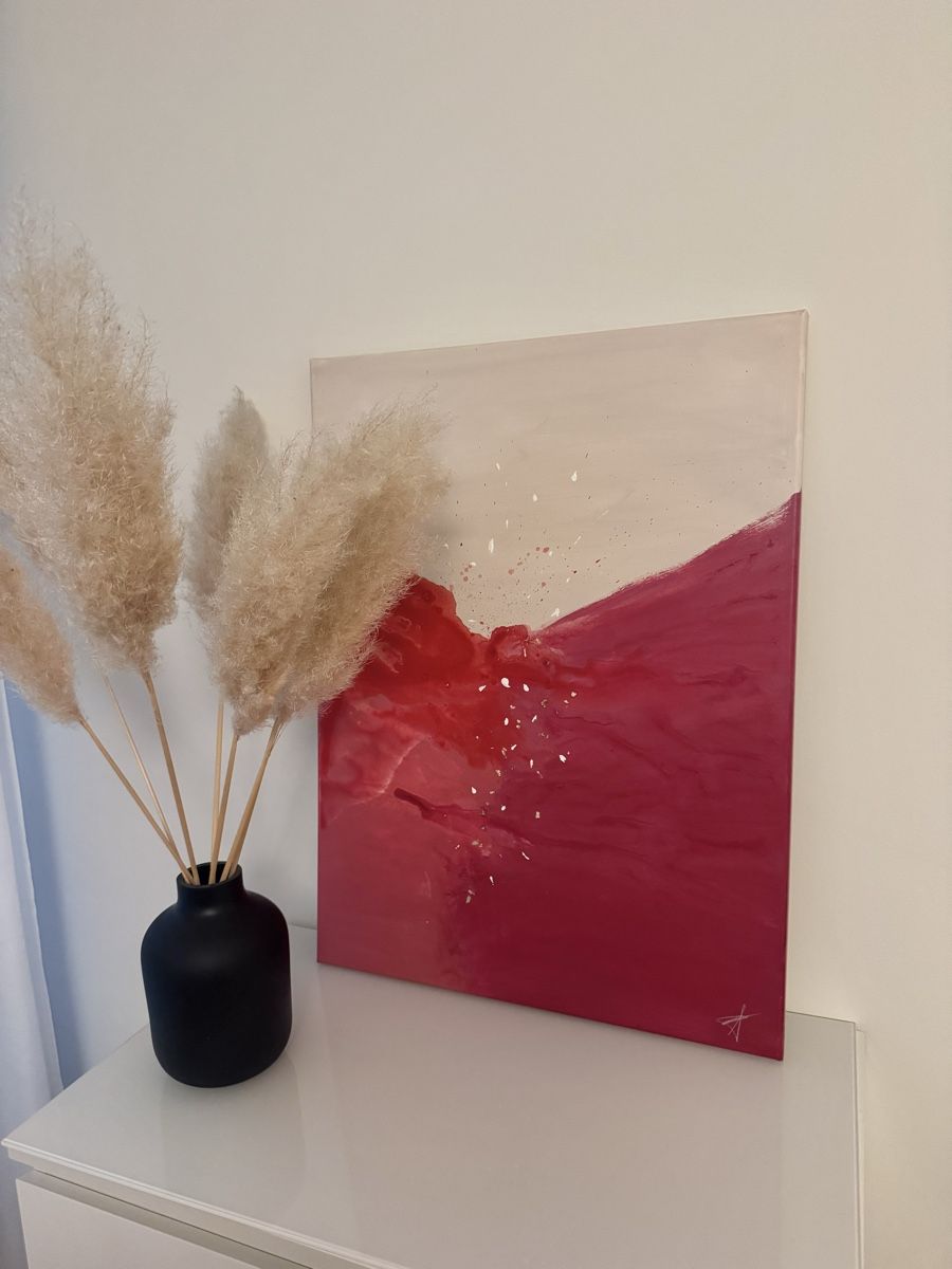 Gemälde: Acryl Gemälde Kunst Rot/Beige, abstrakt, 80x60cm – Neu (gemäss Beschreibung) aus Zürich von Flao_78376 1