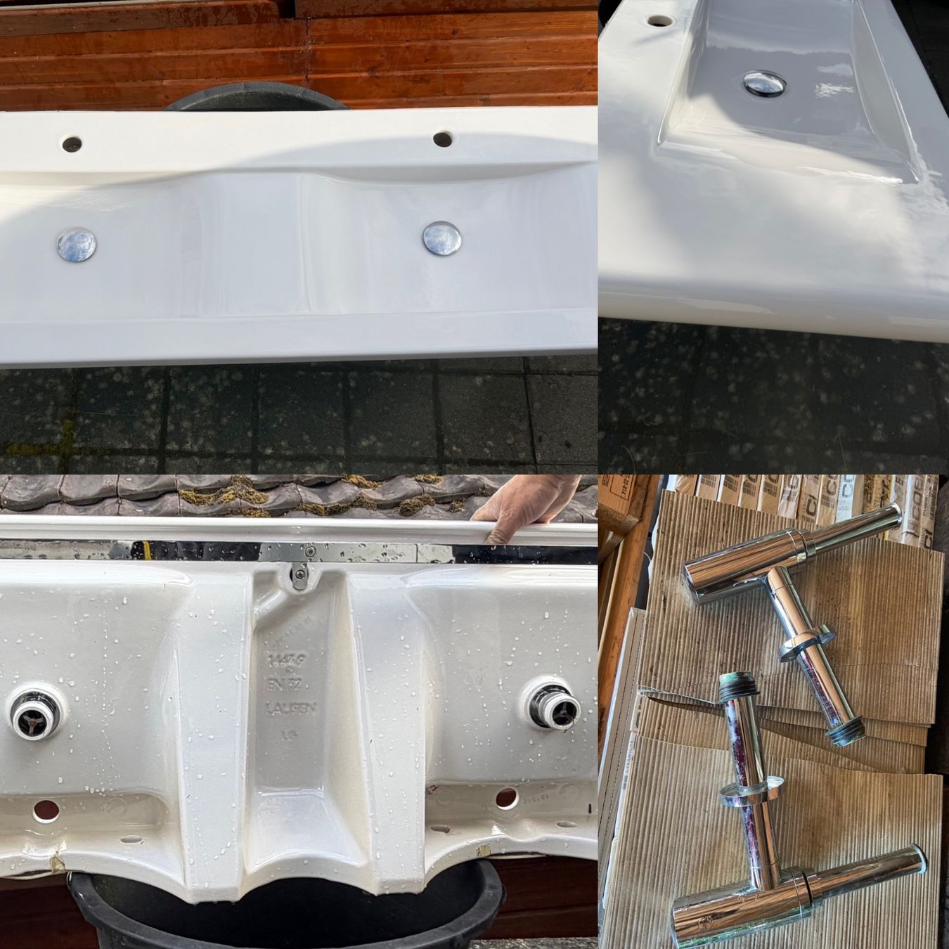 Laufen Spülbecken & Waschbecken: Laufen Doppel Lavabo mit Siphon und Handtuch Halterung – Gebraucht aus Nussbaumen AG von HelenaDavid1910