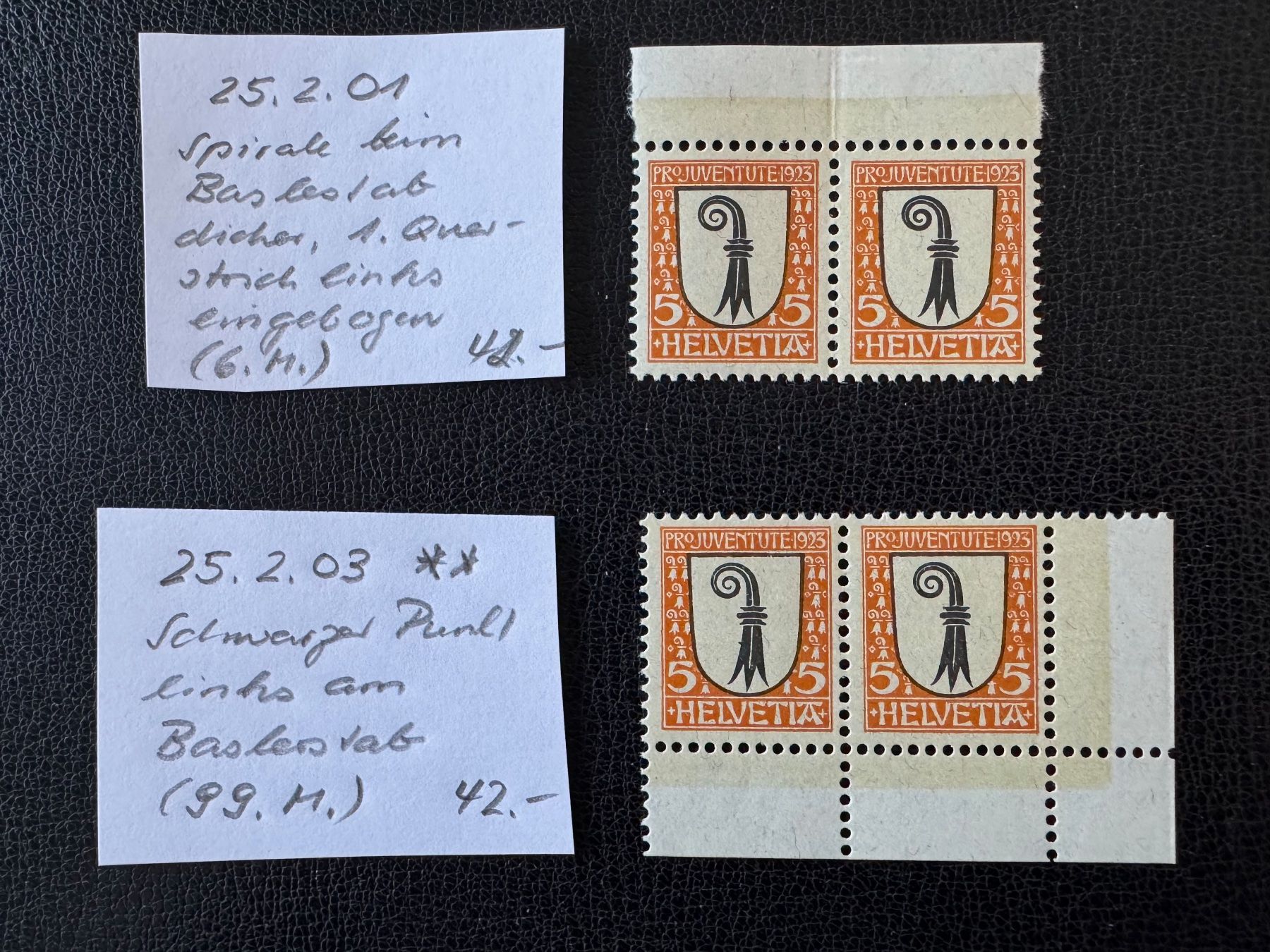 Alle Briefmarken: Pro Juventute 1923, 25.2.01 und 25.2.03, postfrisch – Neu (gemäss Beschreibung) aus Stallikon von HILDECH1 1
