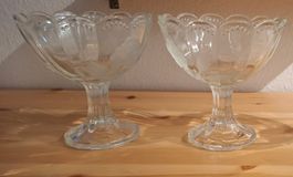 2er Set Vintage Glasschalen für Dessertert, Eis, Coupe