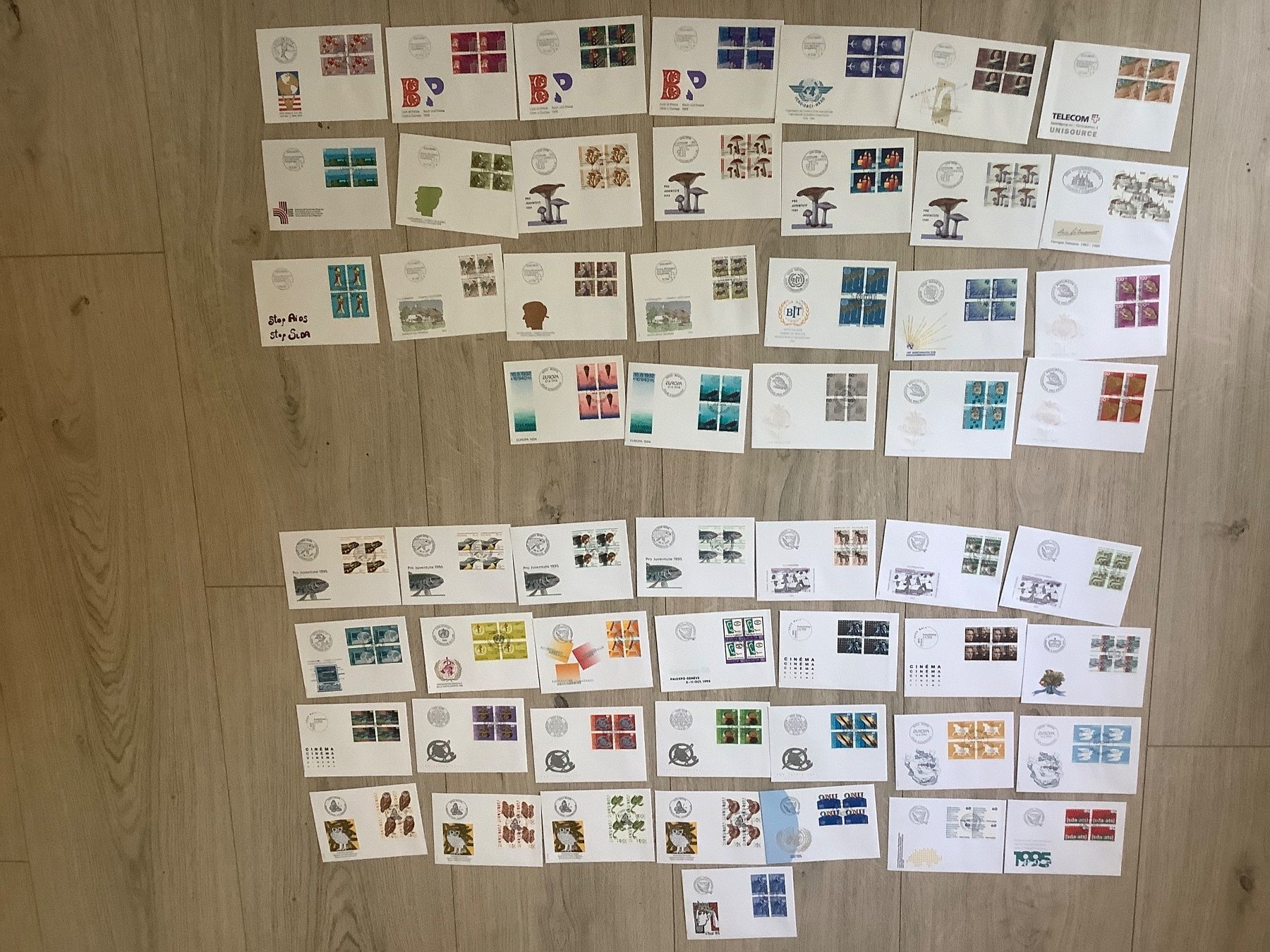 Tutti i francobolli: 55 FDC Schweiz, 1994 und 1995 Viererblöcke – Usato da St. Gallen venduto da herbrig2