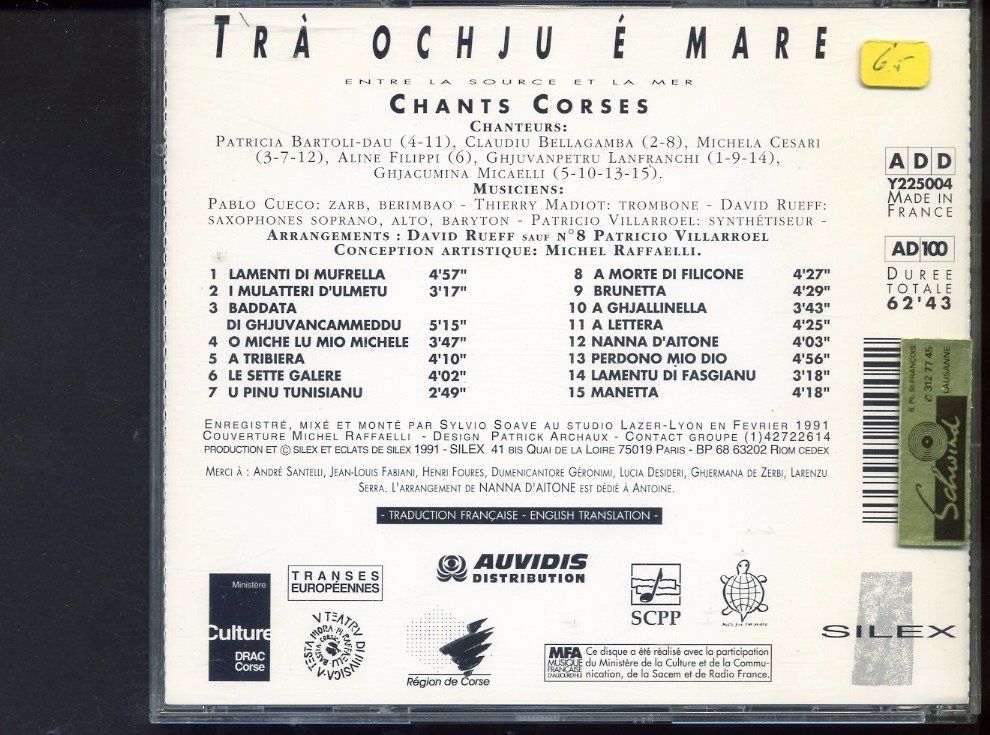 CDs: Tra ochju e mare - Chants Corses – Gebraucht aus Delémont von MaxPlan 1