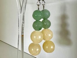 Ohrhänger 925 Silber – Aventurin & Calcit facettiert Unikate