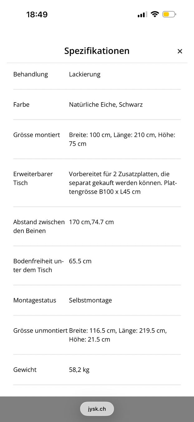Jysk Tavoli: Esstisch jysk – Usato da Schaffhausen venduto da ERN58 3