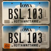 🇺🇸 2x Paar U.S. Autoschild, Iowa BSL 103 - ORIGINAL