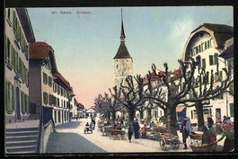 Aarau, Strassenpartie am Graben, Wochenm