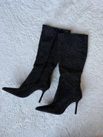 Knee High Boots, Black Glitter, Size 37