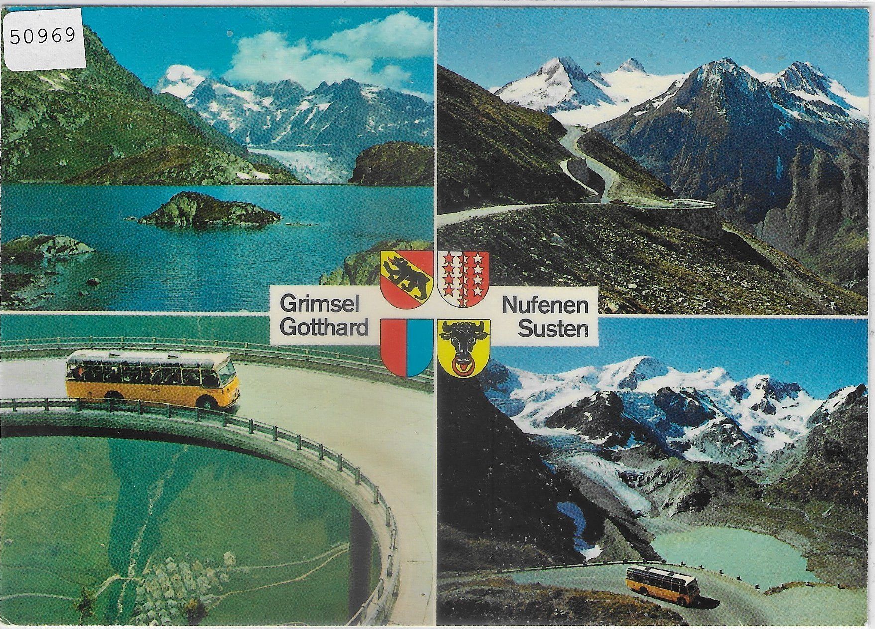 Ansichtskarten: Grimsel - Gotthard - Nufenen - Susten-Pass - Postauto – Gebraucht aus Ettingen von Kartenplanet