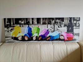 Wandbild mit bunten Vespas, dekorativ, neuwertig!