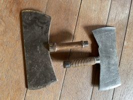 Alte Metzger Messer mit Schlacht Bock