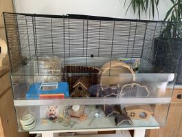 Kleintierkäfig mit viel Zubehör 