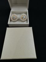 Sparkling Gold & CZ Sunflower Clip-On Earrings Fashion Jewel