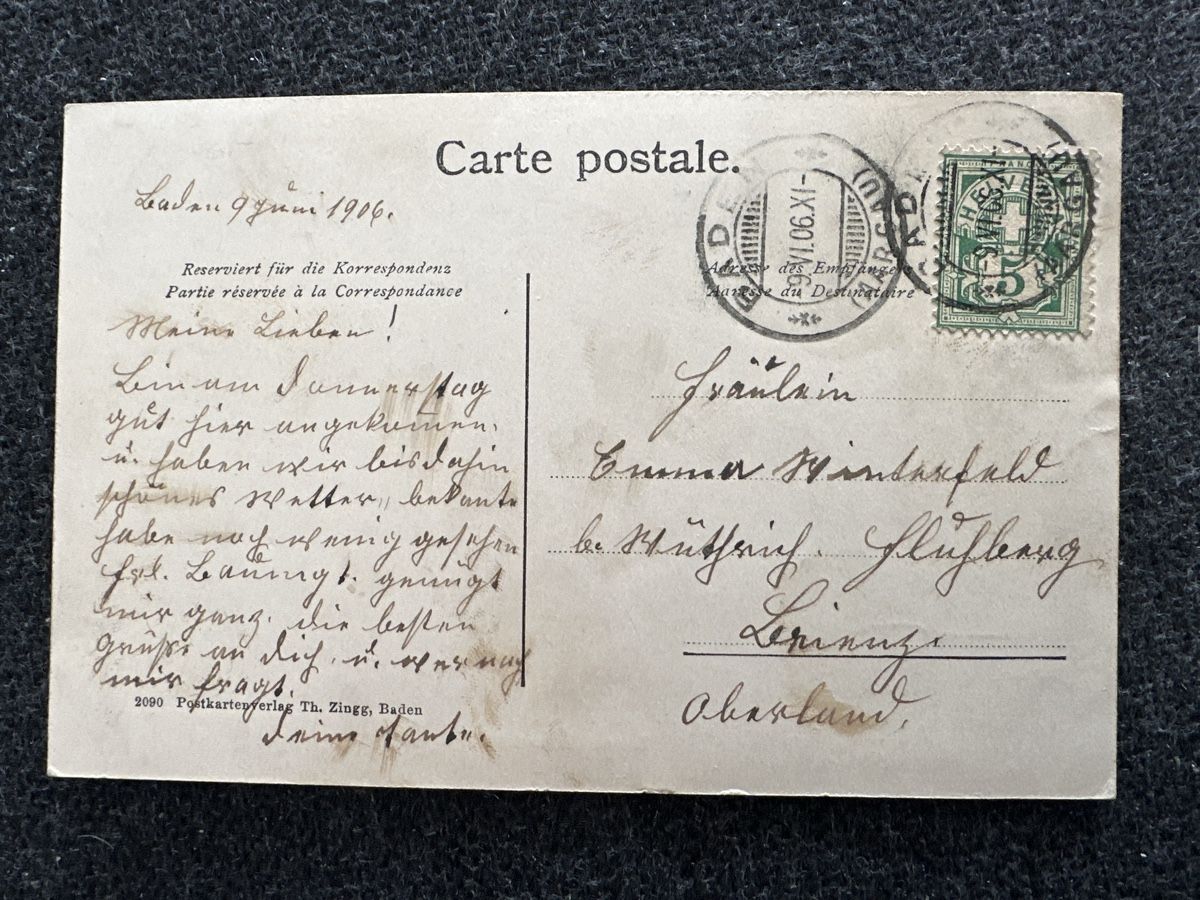 Cartes postales: Baden 1906 Oberstadt – D'occasion à Wettingen par Phibras 1