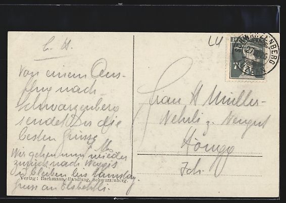 Cartoline postali: Schwarzenberg, Ortsansicht mit Kirche un – Usato da Berlin venduto da bartko-reher 1