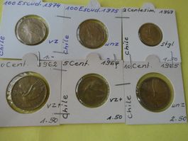 Chile ab 1962,  6 alte Münzen