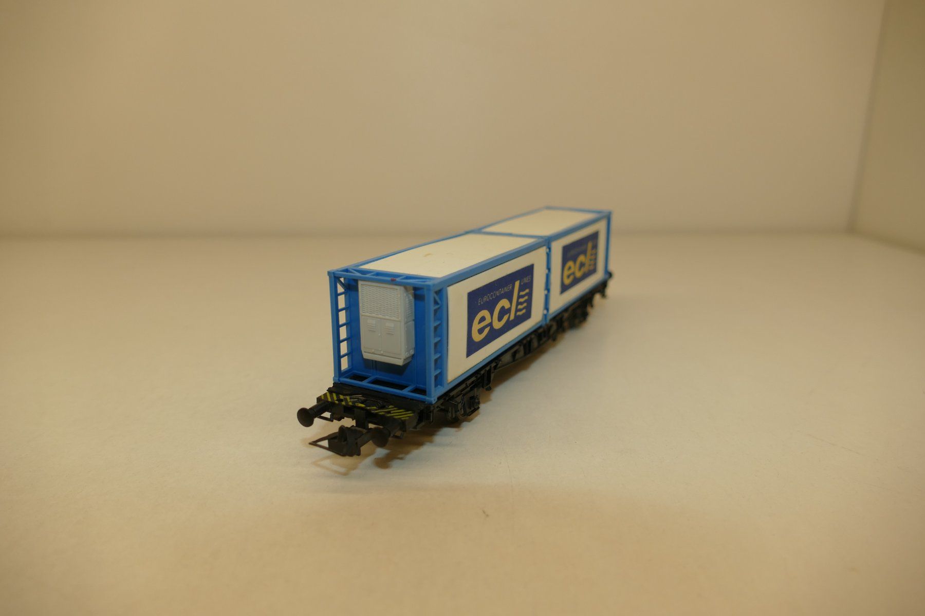 Modellini di ferrovie: Röwa H0: RIV Containerwagen Eurocontainer ECL Lines – Usato da Niederhasli venduto da rail-duerst 1
