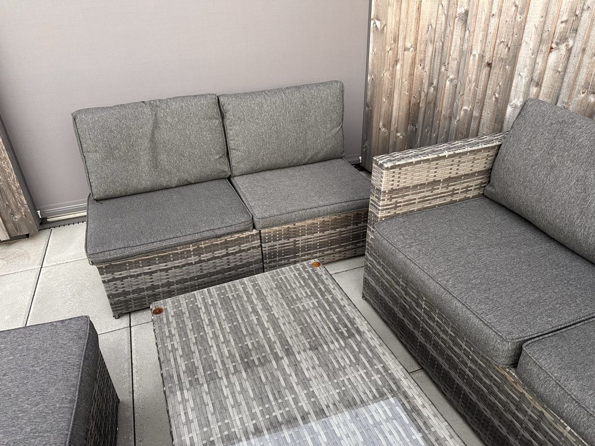 Divani: Rattan Lounge Set 5 Piece Sofa Table Stools Grey Outdoor Use – Nuovo (secondo la descrizione) da Wädenswil venduto da puh_n8wy 4