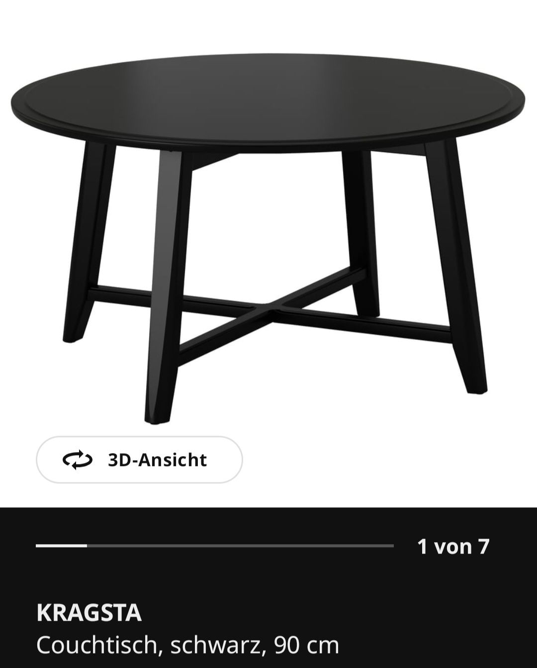 Tavoli: KRAGSTA Couchtisch schwarz 90 cm – Usato da Lyssach venduto da Jan_bhb8