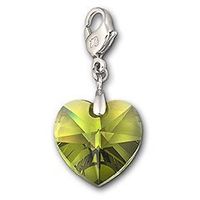 Swarovski Kristall «Herz»Anhänger, olive, 18x17.5mm