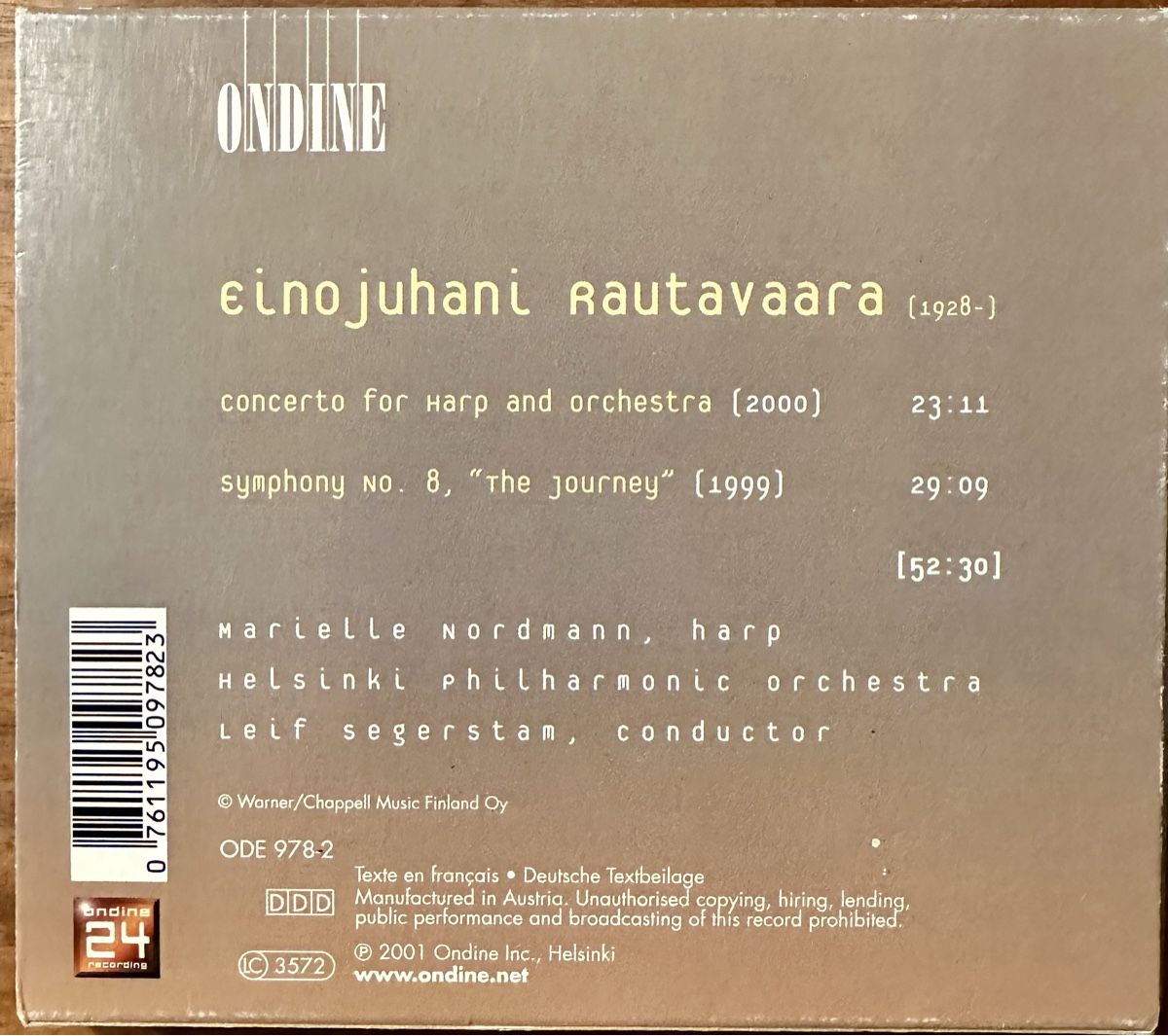 CD: Rautavaara: Symphony No. 8, Harp Concerto – Nuovo (secondo la descrizione) da Utzigen venduto da taino01 1