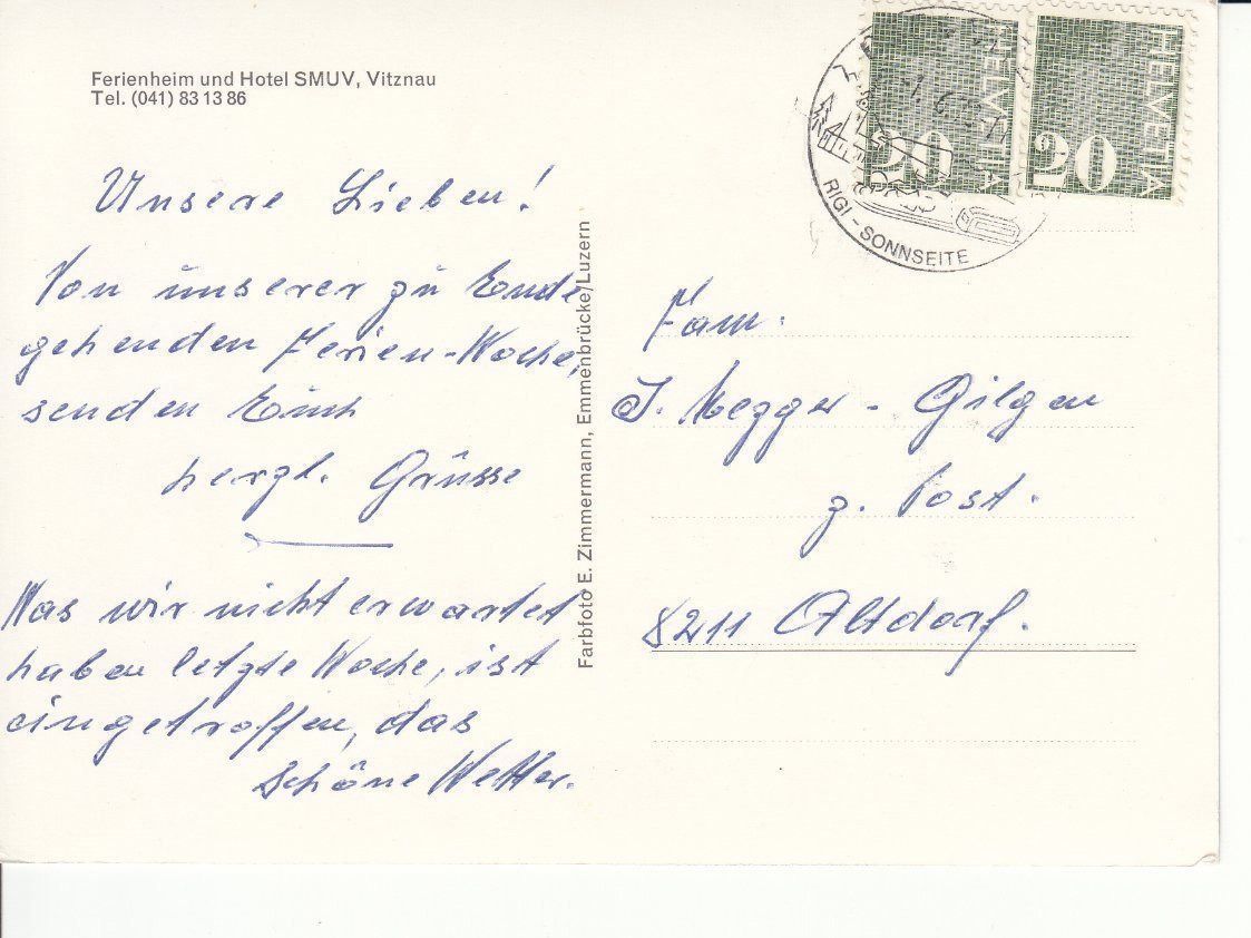 Cartoline postali: Vitznau 1973 – Usato da Bürglen TG venduto da StampGraf 1