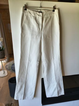 JOSEPH New Jagger Cream Ramie-Cotton Trousers Size 40