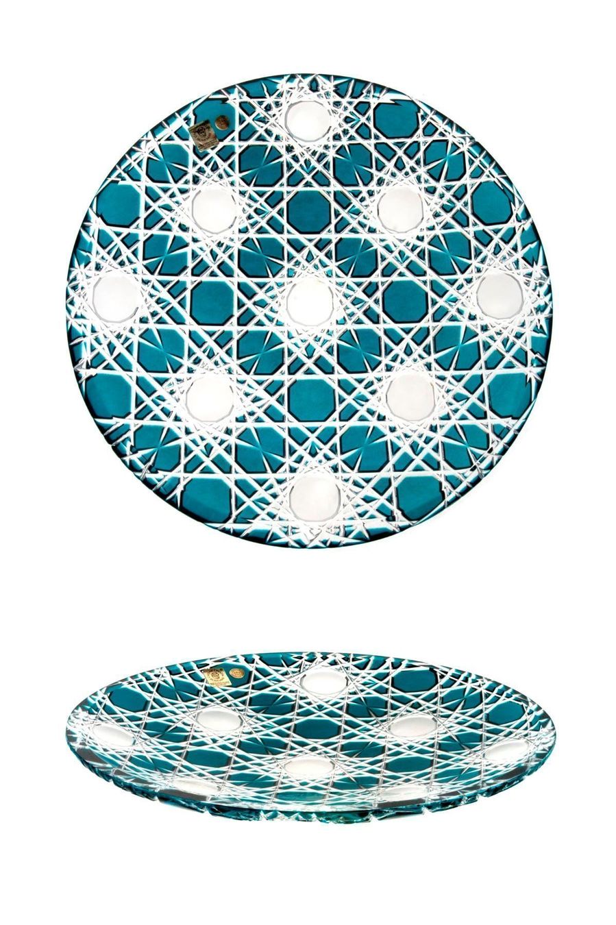 Piatti di portata: Bleikristall-Platte Flake azurblau – Nuovo e nell'imballaggio originale da Glattfelden venduto da Bohemiancrystal