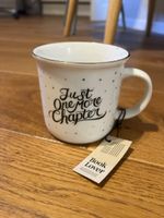 Tasse Book Lover weiss mit Goldpunkten neu mit Etikette