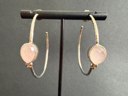 Silber Ohrringe mit Rosenquarz 925