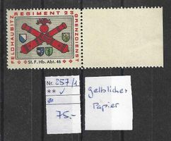 Artillerie 257/1 **, mit Bogenrand, gelbliches Papier,  75.-