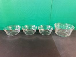 4 Glasschüssel, Schale VERECO Durchmesser 1 x 20, 3 x 17 cm.