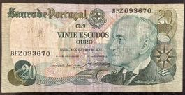 20 Escudos Banknote Portugal 1978 BFZ093670