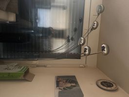 Lampadaire arqué chromé avec cinq spots, bon état