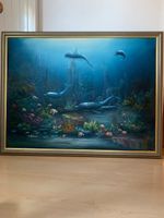 Gemälde Unterwasserwelt Delfine und Fische gerahmt