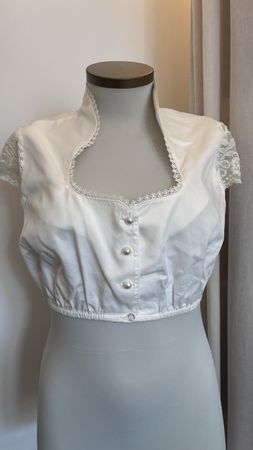 Trachtenbluse Krüger Collection weiss mit Spitze Grösse 42