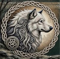 Kreuzstich-Sticken-Geschenk-Handarbeit- Wolf  30x30cm
