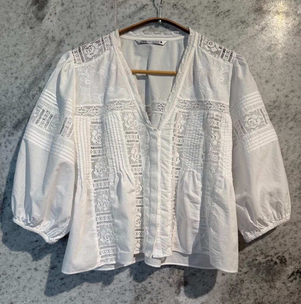 Zara T-shirt: Cotton Lace Shirt S – Usato da Claro venduto da sof_pkm8 3