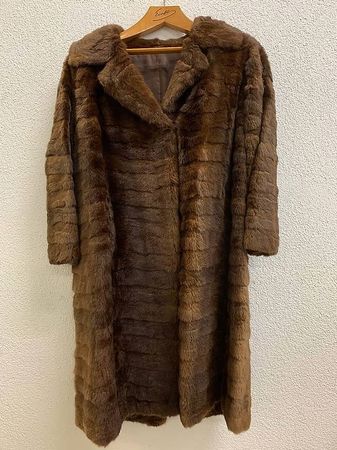 Vintage Bisam Pelzmantel Damen braun Grösse M