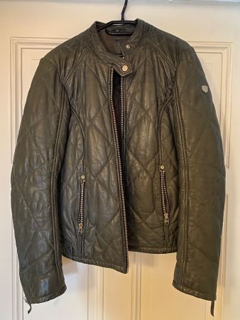 Graue Lederjacke, leicht gefüttert, Gr 38 - gut für Übergang